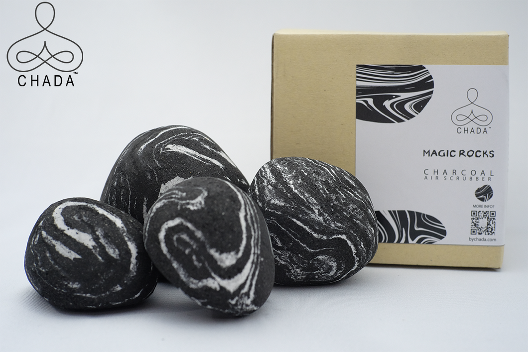 CHADA - Magic Rocks Activated Charcoal Decorative Deodorizer- Set of 4 Rocks